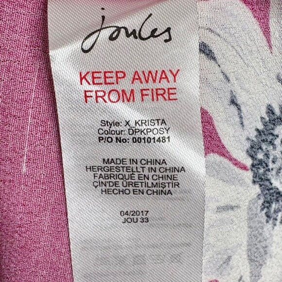 Joules Krista Floral Popover Shift Dress - Deep Pink (Dark Posy) - 10 - Picture 9 of 10